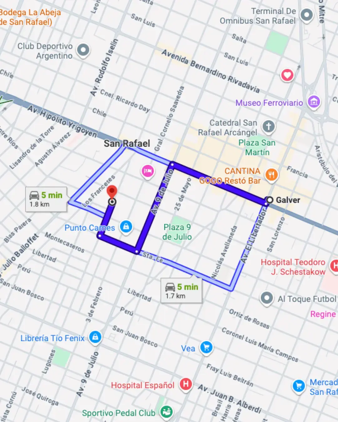 Departamentos en alquiler por día en radio céntrico san rafael mapa