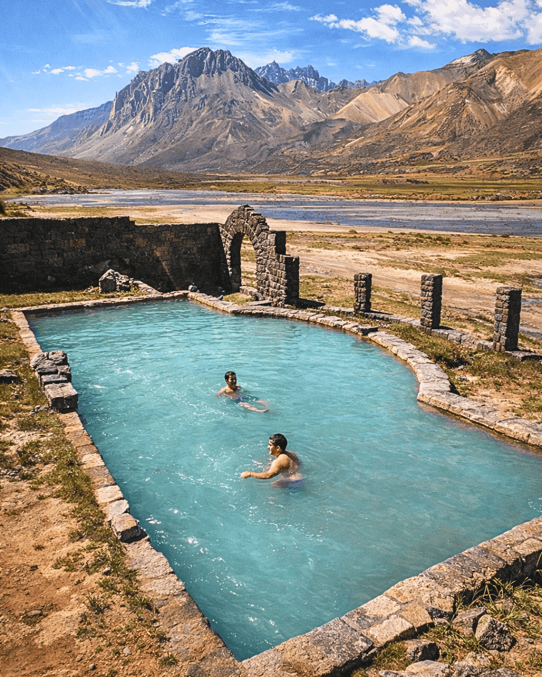 Baños termales en El Sosneado